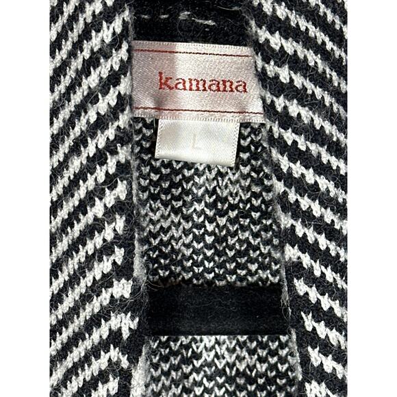 Kamana Geometric Aztec Open Cardigan Sweater Black White Red Long Sleeve Size L - Picture 5 of 11